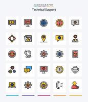 Creative Technical Support 25 Line FIlled icon pack  Such As support. note. center. info. support vector