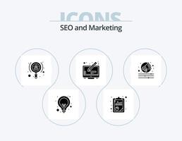 Seo Glyph Icon Pack 5 Icon Design. alert. display. seo analysis. copyright. user vector