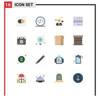 Universal Icon Symbols Group of 16 Modern Flat Colors of healthcare server man database popup Editable Pack of Creative Vector Design Elements