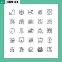 Set of 25 Modern UI Icons Symbols Signs for devices point auto insurance office business Editable Vector Design Elements