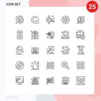 Modern Set of 25 Lines Pictograph of indian skin crypto currency skin care dry skin Editable Vector Design Elements