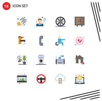 User Interface Pack of 16 Basic Flat Colors of drop water cupboard tap tapwater Editable Pack of Creative Vector Design Elements