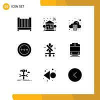 9 Universal Solid Glyphs Set for Web and Mobile Applications cross order accounting loading ellipsis Editable Vector Design Elements