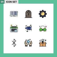 conjunto de 9 iconos de interfaz de usuario modernos símbolos signos para calendario de flecha religión calendario maquillaje elementos de diseño vectorial editables vector