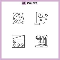 Set of 4 Modern UI Icons Symbols Signs for food prototype supermarket wind usability Editable Vector Design Elements