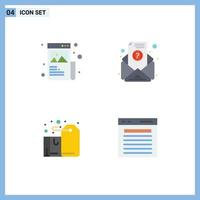 Mobile Interface Flat Icon Set of 4 Pictograms of art box graphic newsletter label Editable Vector Design Elements