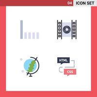 4 Flat Icon concept for Websites Mobile and Apps connection globe film multimedia develop Editable Vector Design Elements