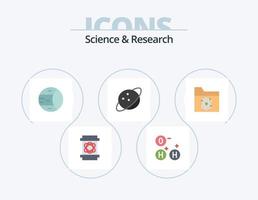paquete de iconos planos de ciencia 5 diseño de iconos. espacio. carpeta. ciencia. átomo. Saturno vector