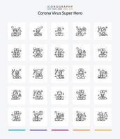 Creative Corona Virus Super Hero 25 OutLine icon pack  Such As girl. people. medical. man. avatar vector