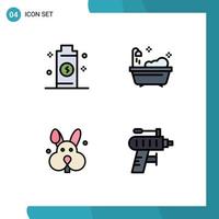 4 Creative Icons Modern Signs and Symbols of battery rabbit power shower perforator Editable Vector Design Elements