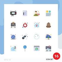 Pack of 16 creative Flat Colors of teacher report communication pie document Editable Pack of Creative Vector Design Elements