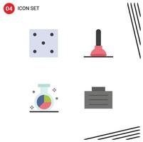 Pictogram Set of 4 Simple Flat Icons of dice media sport tool research Editable Vector Design Elements