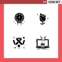 Modern Set of 4 Solid Glyphs and symbols such as gauge breast cancer plumbing nature feminism Editable Vector Design Elements