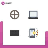 Pack of 4 creative Flat Icons of decoration setting interior configure keyboard Editable Vector Design Elements