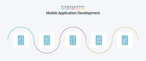 Mobile Application Development Blue 5 Icon Pack Including application. mobile. arrow. right. profile vector