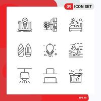 9 Outline concept for Websites Mobile and Apps winter snowboard social skate love Editable Vector Design Elements