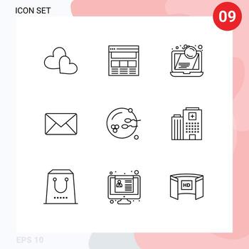 9 concepto de esquema para sitios web móviles y aplicaciones sms mail elementos de diseño de vectores editables de delitos de correo electrónico en línea