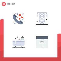 4 Thematic Vector Flat Icons and Editable Symbols of call bathroom valentine line shower Editable Vector Design Elements