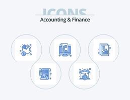 Contabilidad y finanzas paquete de iconos azul 5 diseño de iconos. dinero. monitor. economía. kpi. dinero vector