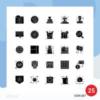 Mobile Interface Solid Glyph Set of 25 Pictograms of man athlete pen park fountain Editable Vector Design Elements