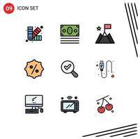 Set of 9 Modern UI Icons Symbols Signs for view find achievement sale discount Editable Vector Design Elements