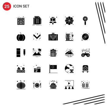 25 concepto de glifo sólido para sitios web móviles y aplicaciones elemento de tarea de sonajero de bebé elemento plumeria elementos de diseño vectorial editables vector