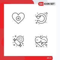 4 User Interface Line Pack of modern Signs and Symbols of love supermarket add left candy Editable Vector Design Elements