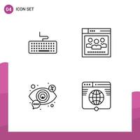 4 Creative Icons Modern Signs and Symbols of key search education web view Editable Vector Design Elements