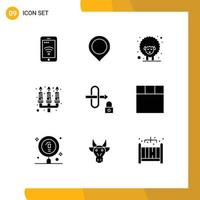 Solid Glyph Pack of 9 Universal Symbols of lock light easter flame candle Editable Vector Design Elements
