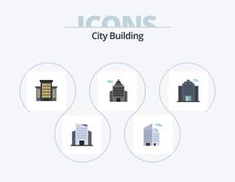 edificio de la ciudad paquete de iconos planos 5 diseño de iconos. . gobierno. casa vector