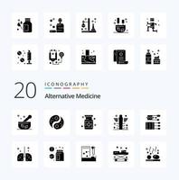 20 Alternative Medicine Solid Glyph icon Pack like needles chinese yin acupuncture medical vector