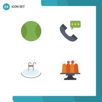 Pack of 4 creative Flat Icons of ball pool call contact us service Editable Vector Design Elements