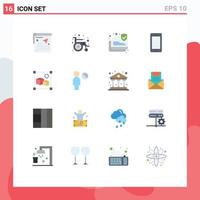 Pack of 16 Modern Flat Colors Signs and Symbols for Web Print Media such as design huawei connection mobile phone Editable Pack of Creative Vector Design Elements