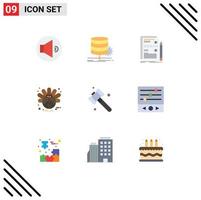 Set of 9 Modern UI Icons Symbols Signs for construction thanksgiving component holiday system Editable Vector Design Elements