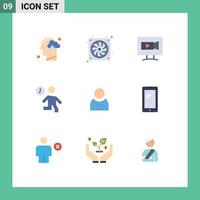 Pack of 9 Modern Flat Colors Signs and Symbols for Web Print Media such as time office hardware fast camera Editable Vector Design Elements