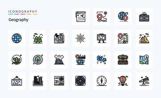 25 Geo Graphy Line Filled Style icon pack vector