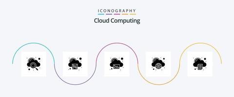 Cloud Computing Glyph 5 Icon Pack Including document. image. globe. cloud computing vector