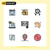 Universal Icon Symbols Group of 9 Modern Filledline Flat Colors of food message fitness mail conversation Editable Vector Design Elements