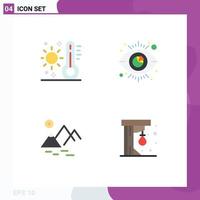 4 User Interface Flat Icon Pack of modern Signs and Symbols of celsius environment thermometer view sun Editable Vector Design Elements