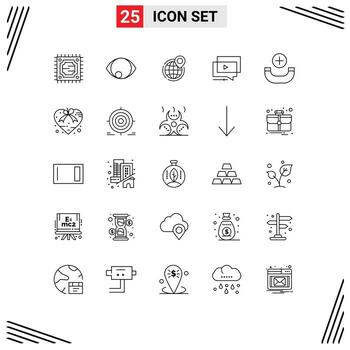 Set of 25 Commercial Lines pack for presentation tutorial business youtube world Editable Vector Design Elements