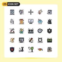 Pictogram Set of 25 Simple Filled line Flat Colors of easter mail engineering massege snowflake Editable Vector Design Elements