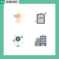4 Universal Flat Icons Set for Web and Mobile Applications mental chang gear thinking seo process Editable Vector Design Elements