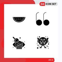 4 Universal Solid Glyph Signs Symbols of fruits character water business evaluation ghost Editable Vector Design Elements