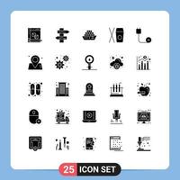 Pack of 25 Modern Solid Glyphs Signs and Symbols for Web Print Media such as devices computers cargo add chinese Editable Vector Design Elements