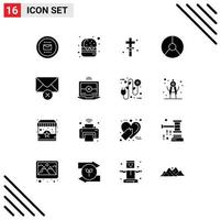 Modern Set of 16 Solid Glyphs Pictograph of delete graphical cross finance business Editable Vector Design Elements