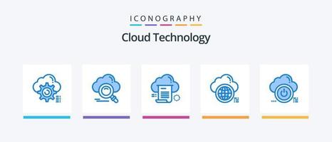 Cloud Technology Blue 5 Icon Pack Including globe. cloud. online. computing. document. Creative Icons Design vector