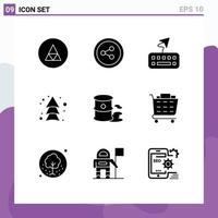 9 Thematic Vector Solid Glyphs and Editable Symbols of pollution environment keyboard barrels up Editable Vector Design Elements
