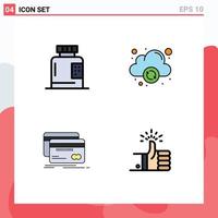 Set of 4 Modern UI Icons Symbols Signs for bottle card form computing debit Editable Vector Design Elements