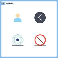 4 User Interface Flat Icon Pack of modern Signs and Symbols of contacts molecular back multimedia orbit Editable Vector Design Elements