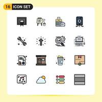 Pictogram Set of 16 Simple Flat Color Filled Lines of storage file education data hotel Editable Creative Vector Design Elements